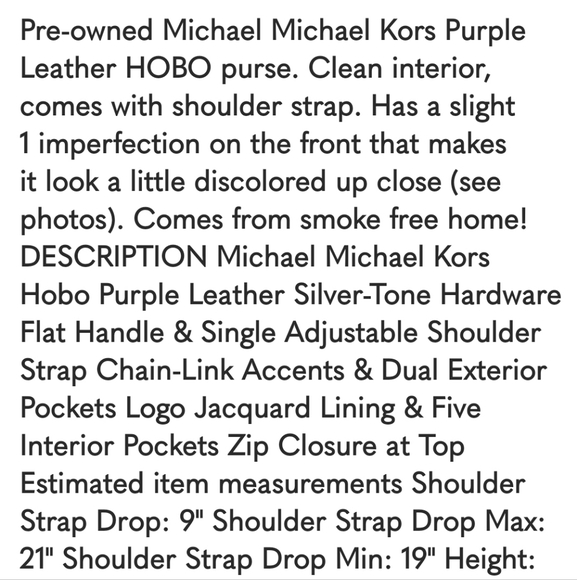 MICHAEL MICHAEL KORS Chain-Link Purple Leather, Silver Tone Hardware HOBO EUC - Picture 11 of 13